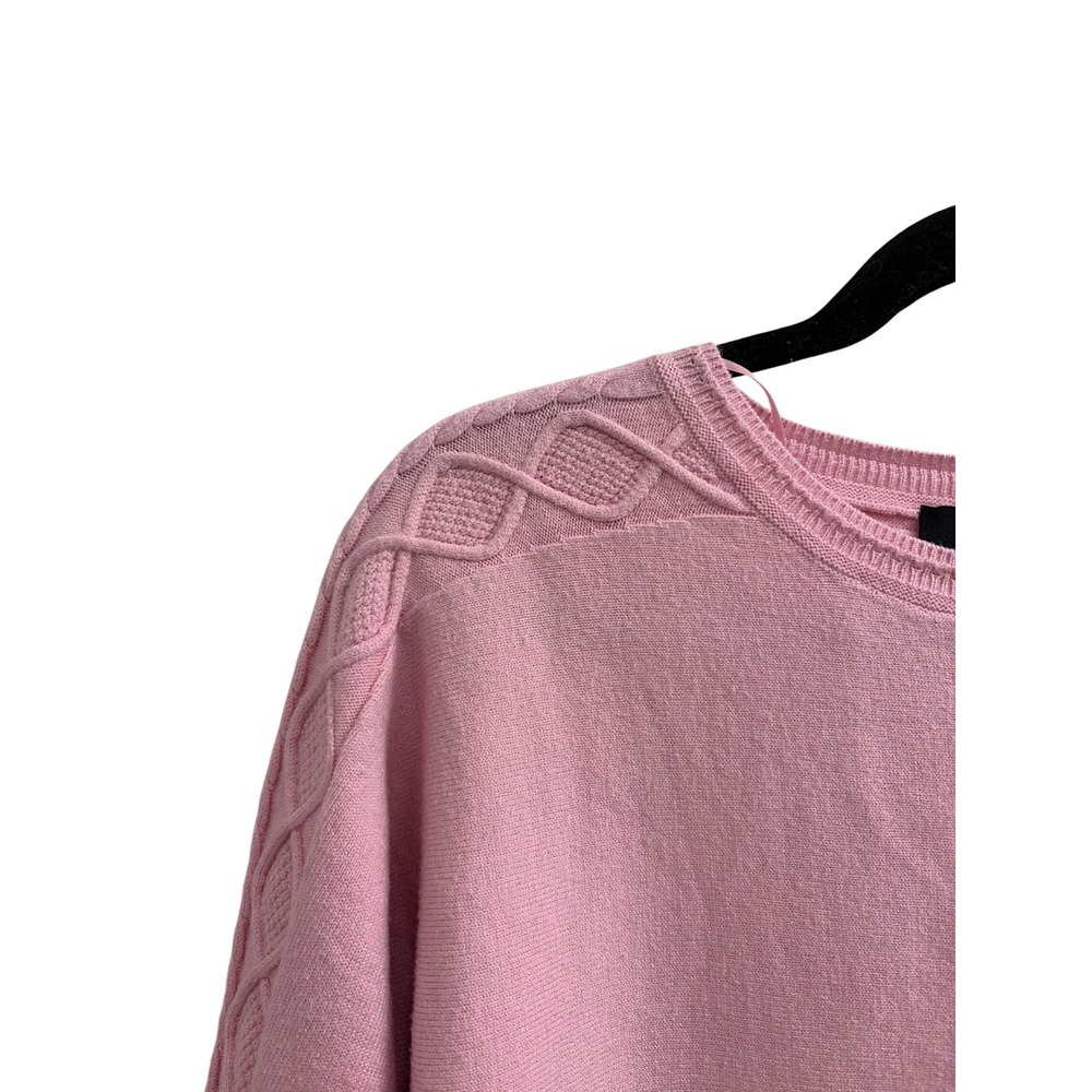Sweater Cable Knit Coquette Tahari Women Medium Pink Lattice Shoulder Sleeve - Picture 3 of 4